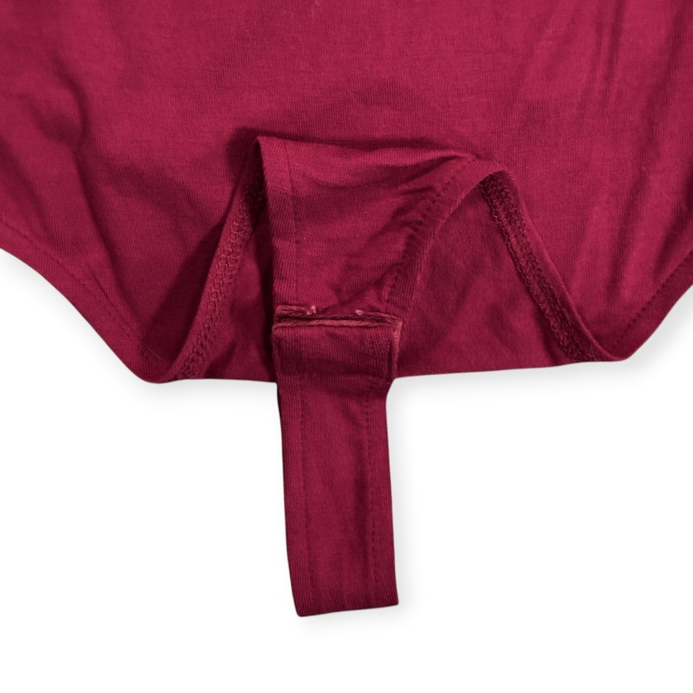 RED by BKE Sleeveless Strappy Neck Bodysuit Womens M Maroon Mock Neck Thong Snap - Picture 6 of 10